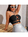 Naomi Hollow Out Black Strapless Cropped Top - Vestir en Moda