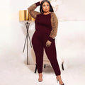 Naomi Plus Size Leopard Print Contrast Color Casual Two-Piece Suit - Vestir en Moda