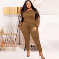 Naomi Plus Size Leopard Print Contrast Color Casual Two-Piece Suit - Vestir en Moda