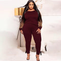 Naomi Plus Size Leopard Print Contrast Color Casual Two-Piece Suit - Vestir en Moda
