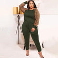 Naomi Plus Size Leopard Print Contrast Color Casual Two-Piece Suit - Vestir en Moda