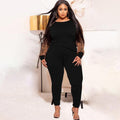Naomi Plus Size Leopard Print Contrast Color Casual Two-Piece Suit - Vestir en Moda