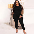 Naomi Plus Size Leopard Print Contrast Color Casual Two-Piece Suit - Vestir en Moda