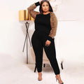 Naomi Plus Size Leopard Print Contrast Color Casual Two-Piece Suit - Vestir en Moda