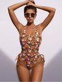 Naomi Sexy Floral Lace Up One-Piece Swimwear - Vestir en Moda