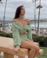 Nayeli Cropped V Neck Off-Shoulder Long-Sleeved Two Piece Set - Vestir en Moda