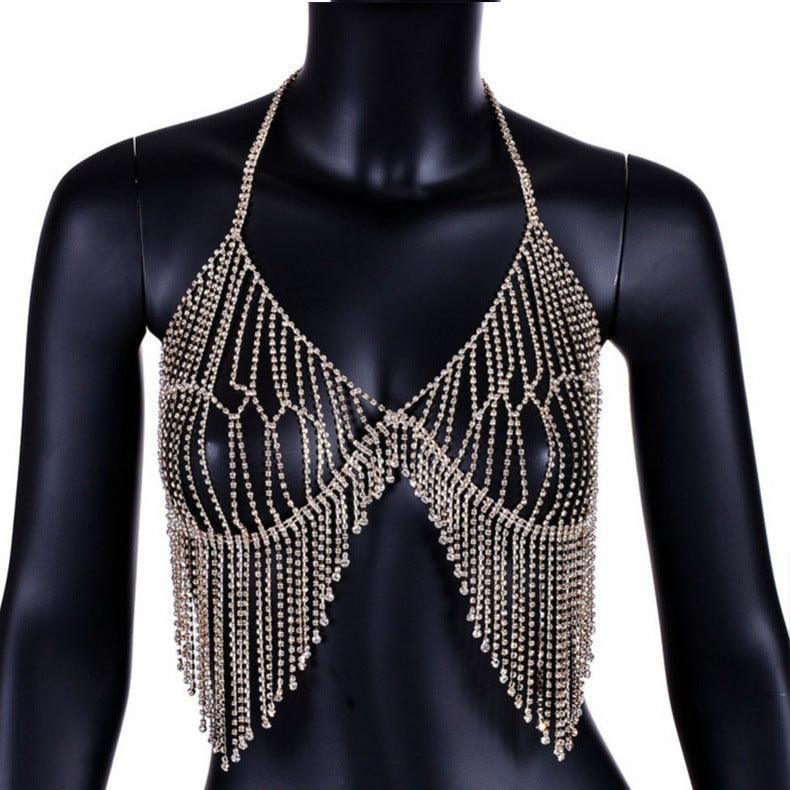 Nayna Beach Ornament Diamond Tassel Body Chain Rhinestone - Vestir en Moda