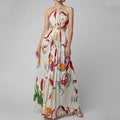Nelia Strap Halter Printed Beach Maxi Dresses - Vestir en Moda