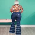 Nevaeh Plus Size Denim Washing Water Ripped Tassel - Vestir en Moda