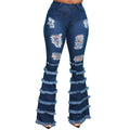 Nevaeh Plus Size Denim Washing Water Ripped Tassel - Vestir en Moda