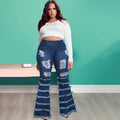 Nevaeh Plus Size Denim Washing Water Ripped Tassel - Vestir en Moda
