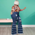 Nevaeh Plus Size Denim Washing Water Ripped Tassel - Vestir en Moda