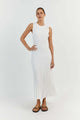 Nia Sleeveless Pleat Round Neck A-line Pit Strip Slim Long Dress - Vestir en Moda