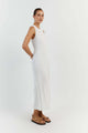 Nia Sleeveless Pleat Round Neck A-line Pit Strip Slim Long Dress - Vestir en Moda