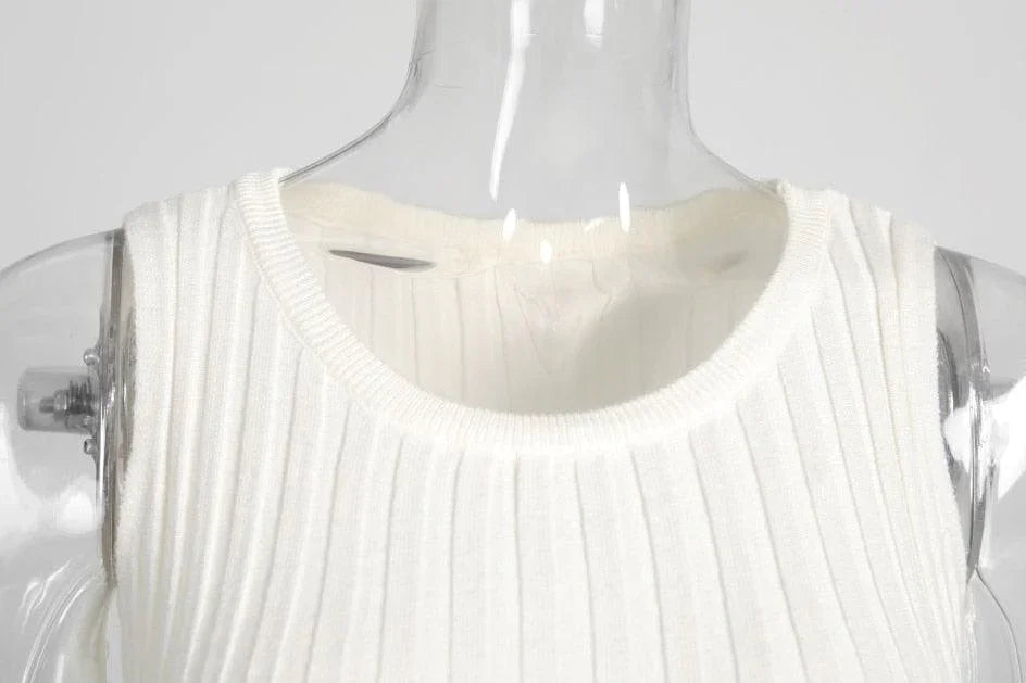 Nia Sleeveless Pleat Round Neck A-line Pit Strip Slim Long Dress - Vestir en Moda