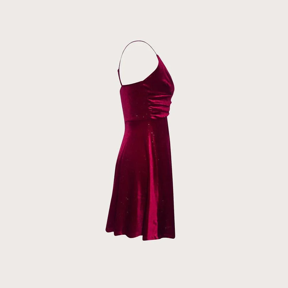 Noa Elegant High End Party Wear Bronzing Velvet Waist Dress - Vestir en Moda