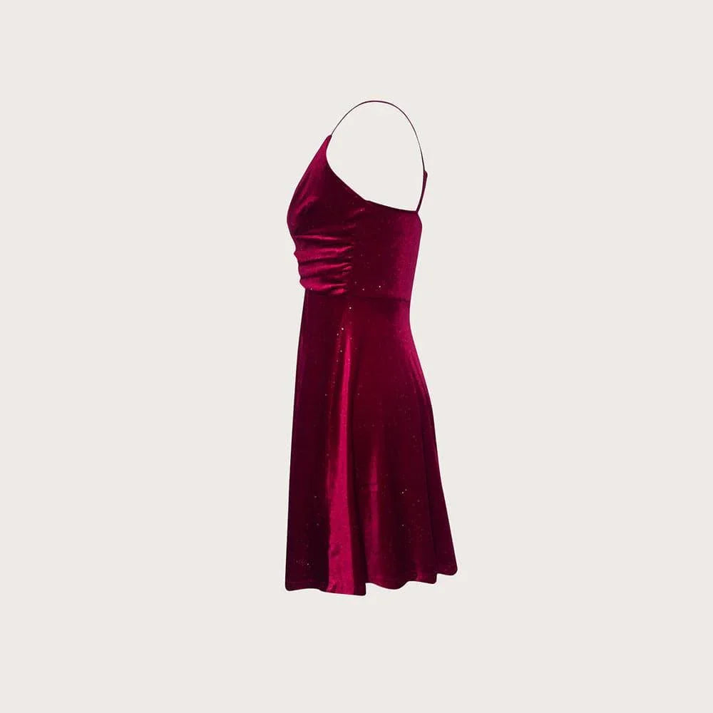 Noa Elegant High End Party Wear Bronzing Velvet Waist Dress - Vestir en Moda