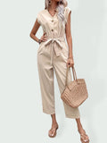 Noelia Women Solid Color V-neck Cozy Jumpsuits - Vestir en Moda