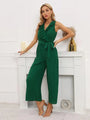 Noelia Women Solid Ruffle Rim Waist Tie Jumpsuits - Vestir en Moda
