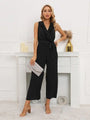Noelia Women Solid Ruffle Rim Waist Tie Jumpsuits - Vestir en Moda