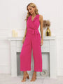 Noelia Women Solid Ruffle Rim Waist Tie Jumpsuits - Vestir en Moda