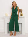 Noelia Women Solid Ruffle Rim Waist Tie Jumpsuits - Vestir en Moda
