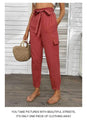 Noelle Solid Color High Waist Casual Straight Red Ankle Length Pants - Vestir en Moda