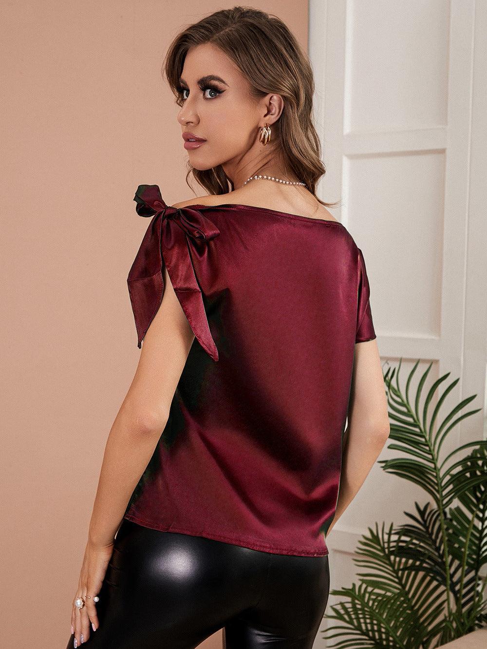 Noemi Artificial Silk Office Office Short Sleeve Blouse - Vestir en Moda