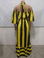 Nora Plus Size Striped Loose Long Hem Mopping Chest Dress with Pocket - Vestir en Moda