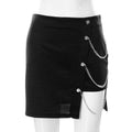 Norah Solid Color High Waist Zipper Irregular Asymmetric Chain Skirt - Vestir en Moda