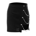 Norah Solid Color High Waist Zipper Irregular Asymmetric Chain Skirt - Vestir en Moda
