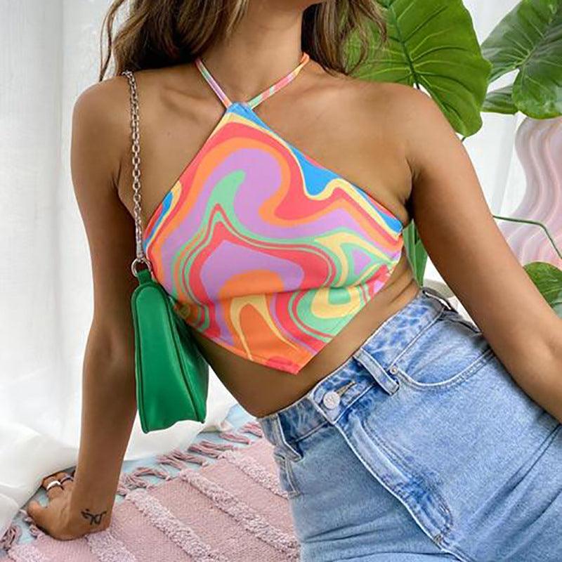 Nuria Slim Fit Backless Cropped Strap Vest Tank Tops - Vestir en Moda