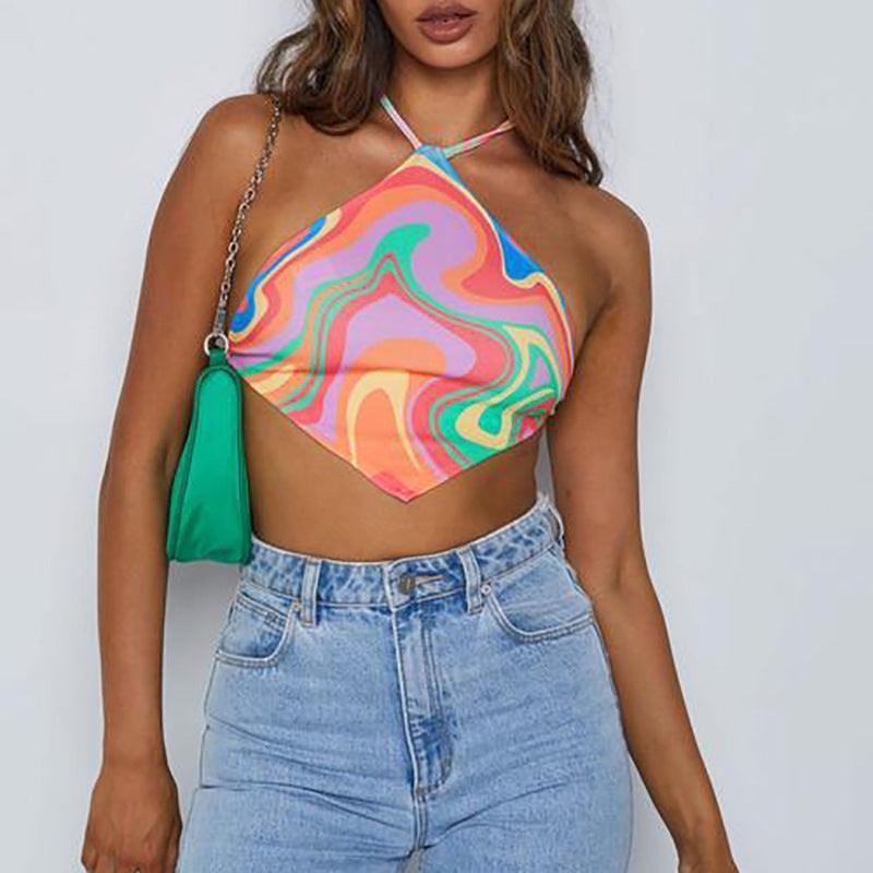 Nuria Slim Fit Backless Cropped Strap Vest Tank Tops - Vestir en Moda