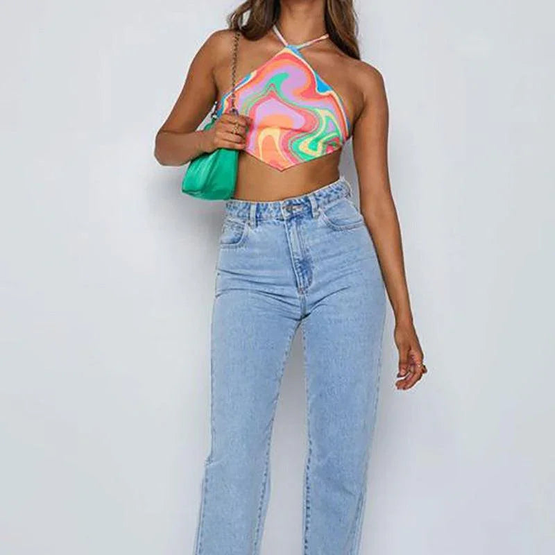 Nuria Slim Fit Backless Cropped Strap Vest Tank Tops - Vestir en Moda