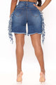 Oakley Cotton Elastic Worn Jeans Fringe Tassel Solid Shorts - Vestir en Moda