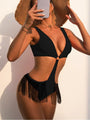 Oaklynn Sexy Tassel Solid One-piece Bikinis - Vestir en Moda