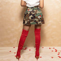 Octavia Pocket Split Full Open Camouflage Patch Wrapped Skirt - Vestir en Moda