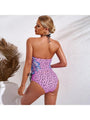 Olive Halter Leopard Backless One-piece Bikinis - Vestir en Moda