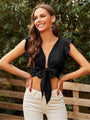 Olivia Bow Knot Ruffled Cropped Blouse - Vestir en Moda