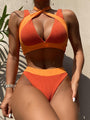 Olivia Contrast V Neck Halter Little Stretchable Bikini - Vestir en Moda