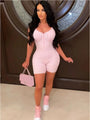 Olivia Summer Solid Sleeveless Skinny Rompers - Vestir en Moda
