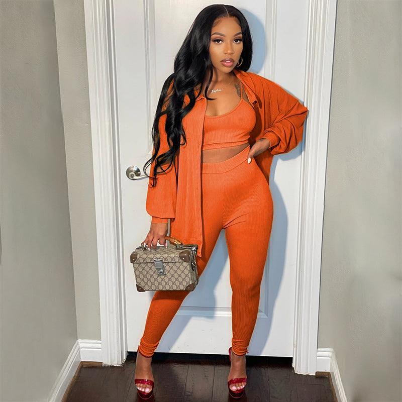 Olivia Winter Solid Color Breasted Women Three Piece sets Casual - Vestir en Moda