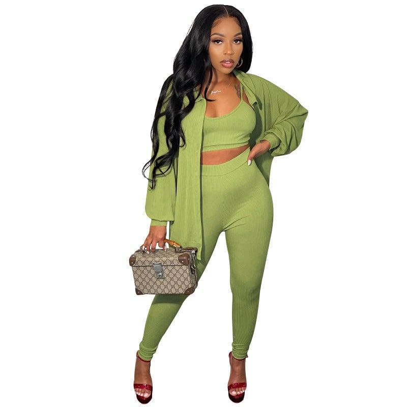 Olivia Winter Solid Color Breasted Women Three Piece sets Casual - Vestir en Moda