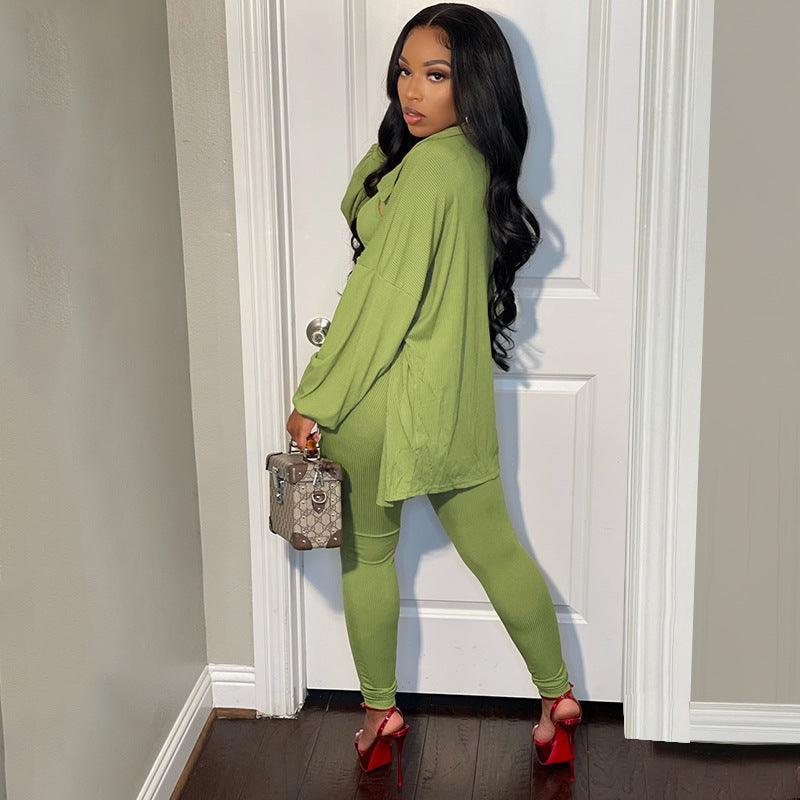 Olivia Winter Solid Color Breasted Women Three Piece sets Casual - Vestir en Moda