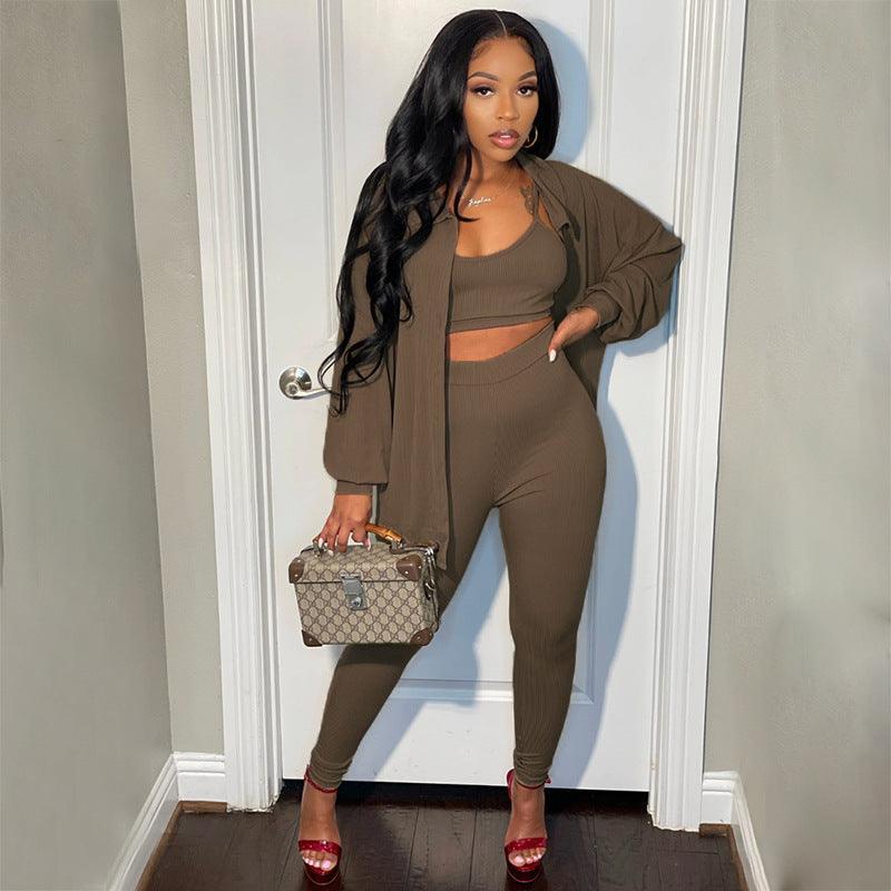 Olivia Winter Solid Color Breasted Women Three Piece sets Casual - Vestir en Moda