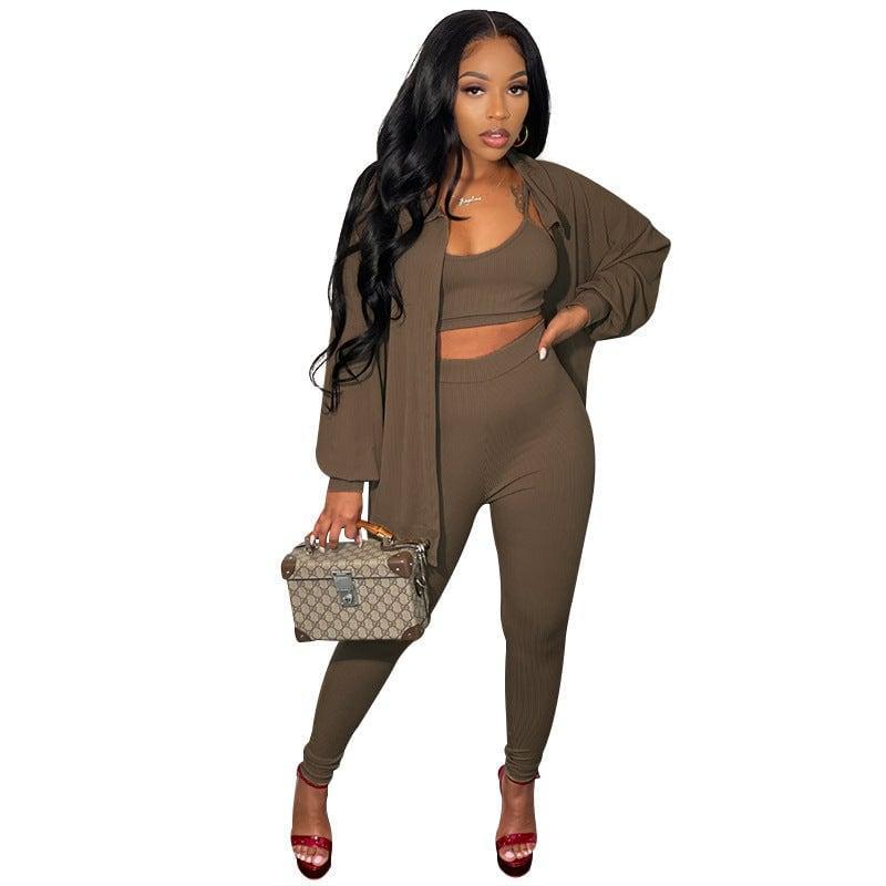 Olivia Winter Solid Color Breasted Women Three Piece sets Casual - Vestir en Moda