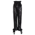 Ophelia Street Stitching Sequined Ankle Banded Lace up Pants - Vestir en Moda