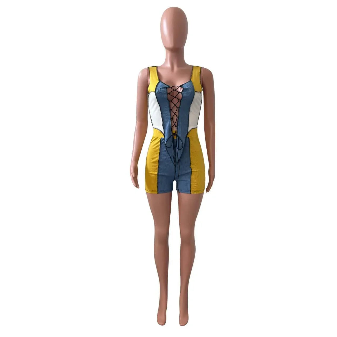 Ophelia Sun Tanning Women Clothing Lace-up Rib Stitching Casual Set - Vestir en Moda