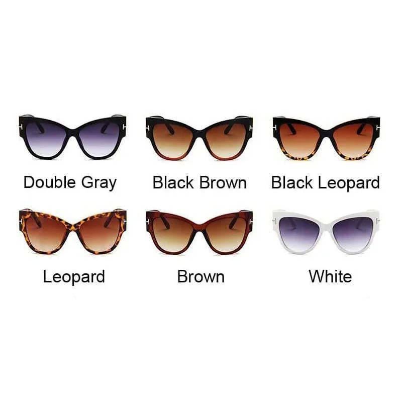 Oversized Big Frame Cat Eye Gradient Lens Vintage Mirror Sunglasses - Vestir en Moda
