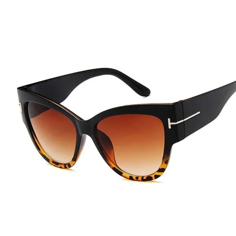 Oversized Big Frame Cat Eye Gradient Lens Vintage Mirror Sunglasses - Vestir en Moda